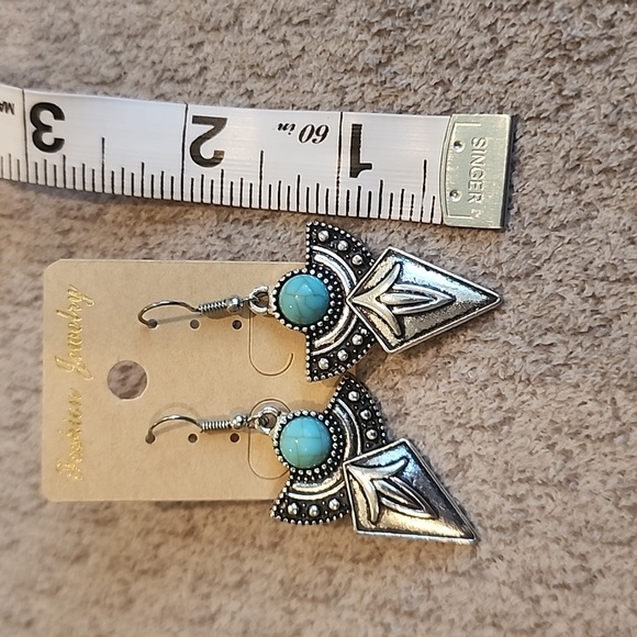 New Blue Howlite & Silverstone Drop Earrings - Picture 2 of 4